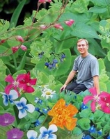 Man sitting in garden.